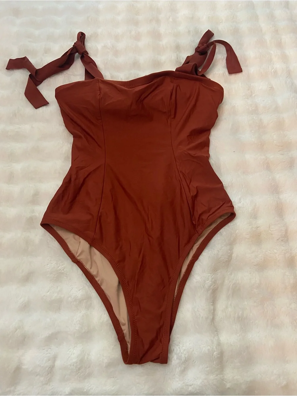New! J.Crew grosgrain Tie Strap One Piece Swimsuit rust brown NWT 39442 - Picture 2 of 8